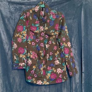 Lane Bryant Hunter Green Floral Jacket